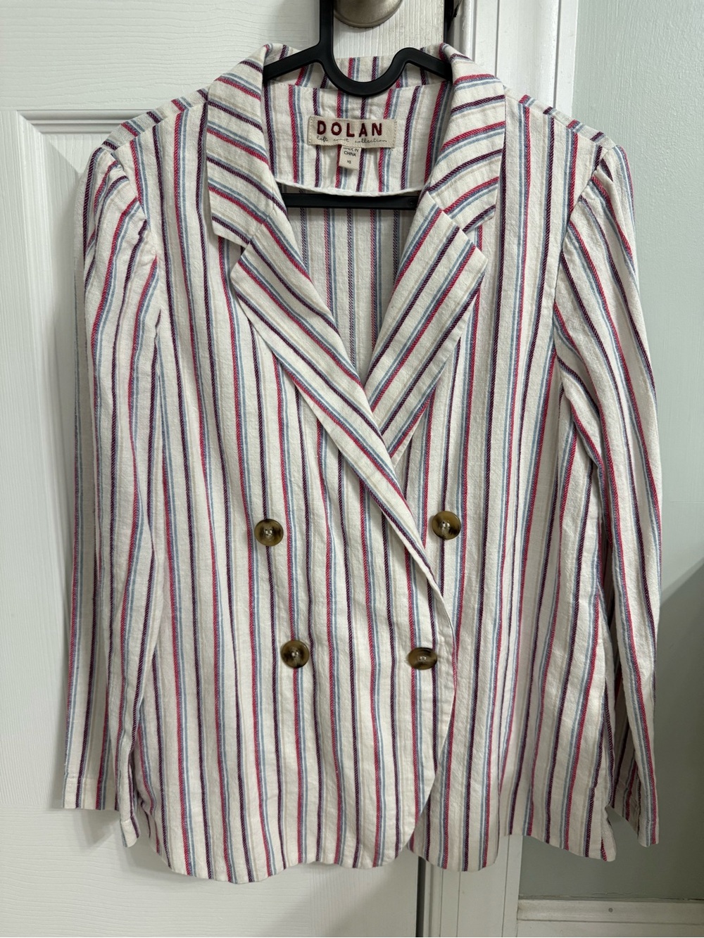 dolan White Blazer with Red & Blue Stripes